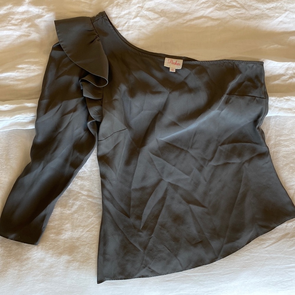 PARKER one shoulder silk top XS